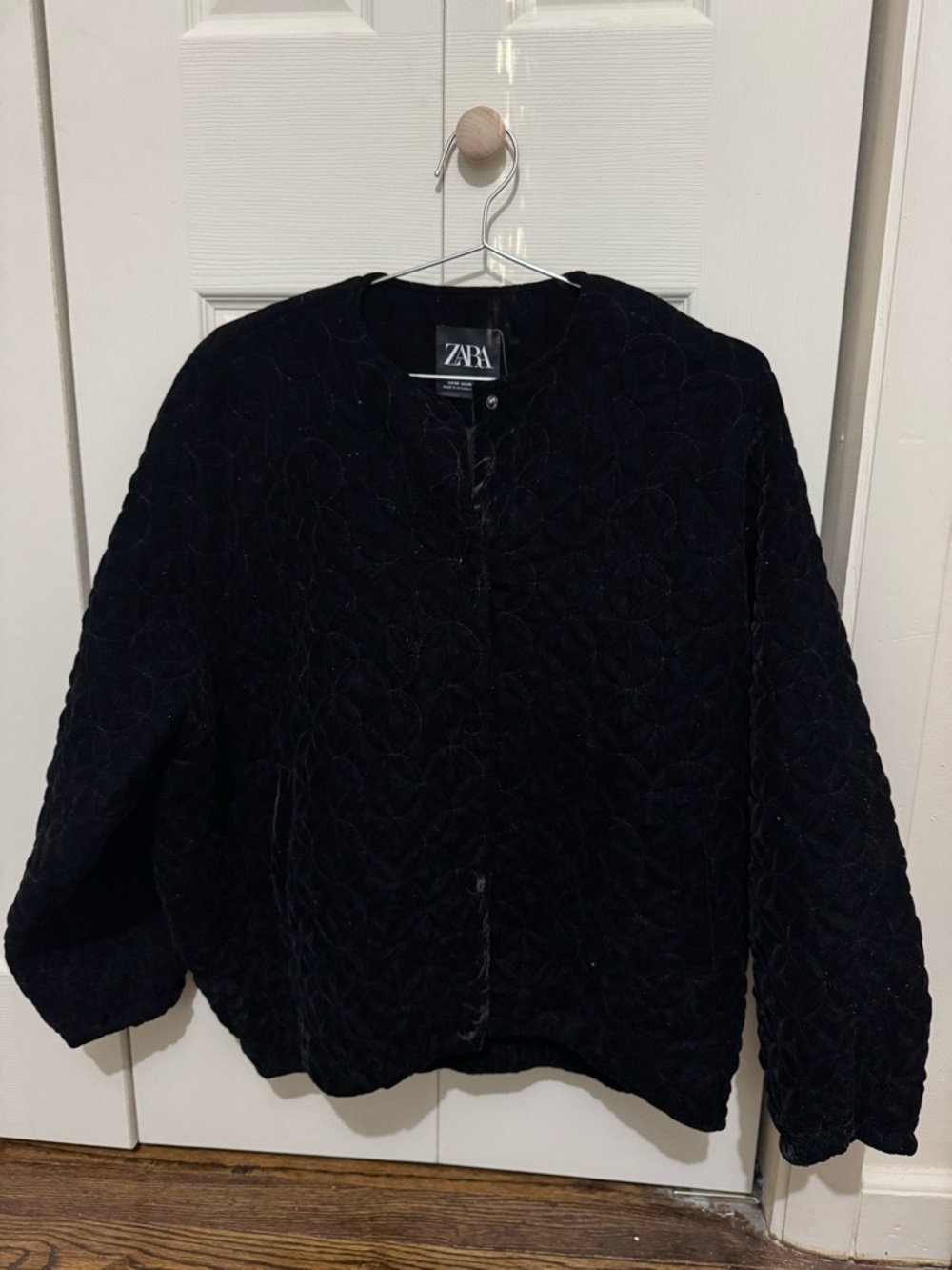 ZARA Black Quilted oversized Bomber Jacket